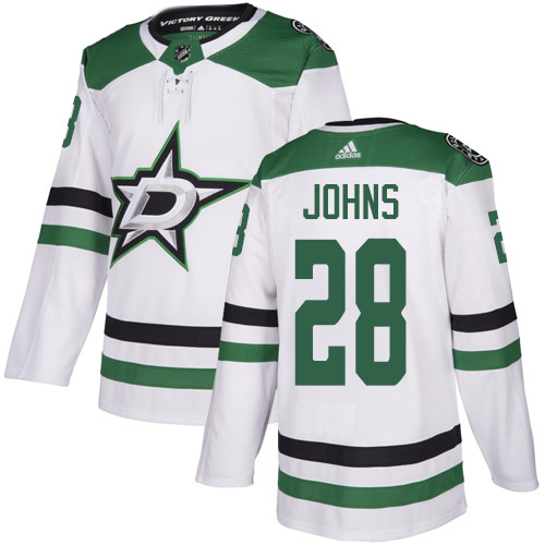 Adidas Dallas Stars #28 Stephen Johns White Road Authentic Youth Stitched NHL Jersey->youth nhl jersey->Youth Jersey